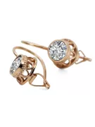 Zircon Or rose 14 carats vintage d'origine Des boucles d'oreilles Bijoux vintage vec117r